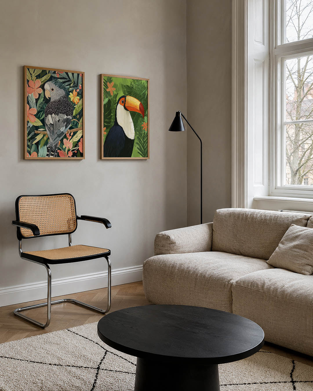 Vogel en bloemen Posterset