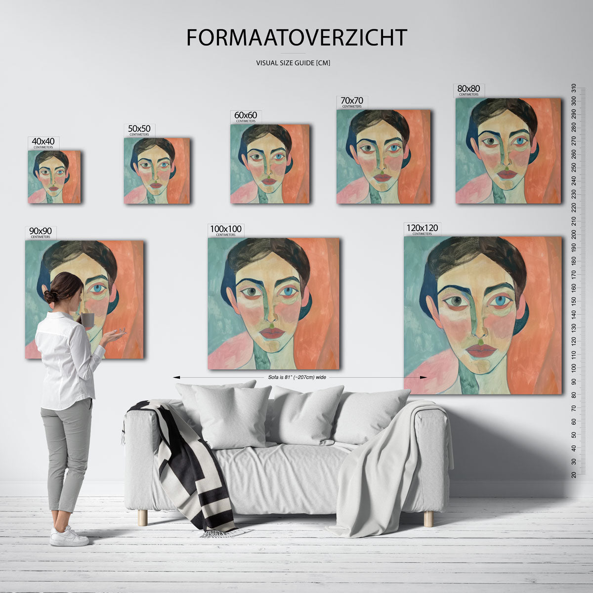 Portret met kleurrijke achtergrond Poster