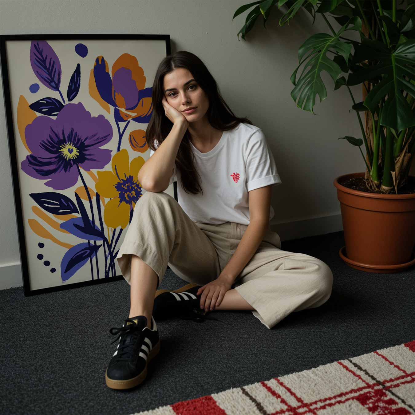 Bloemenpracht in Paars en Oranje Poster-WallArtistic