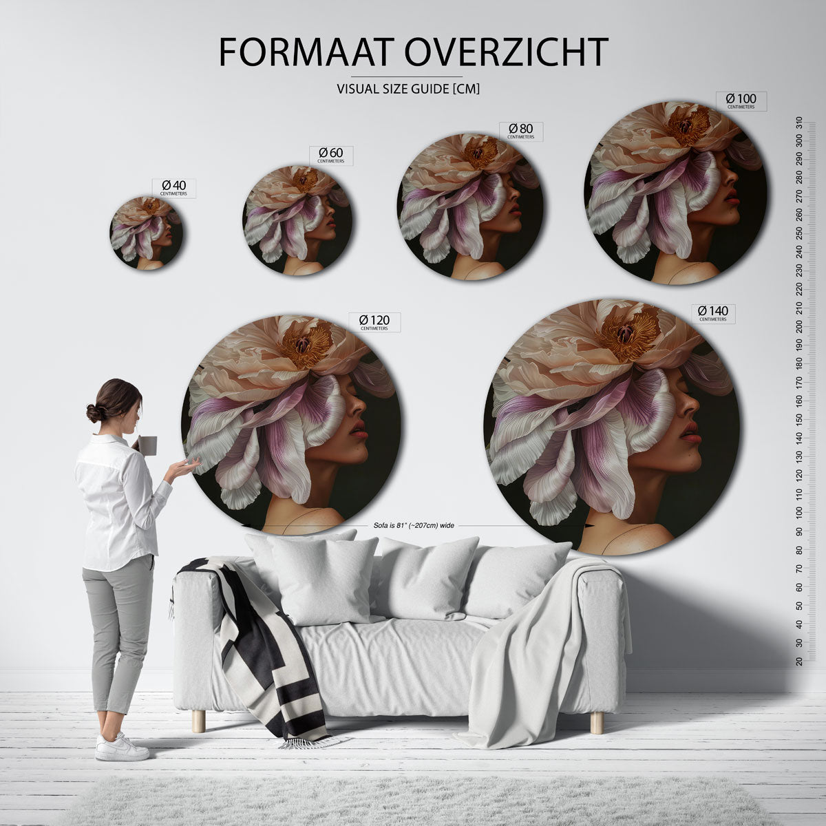 Bloem en gezicht Muurcirkel