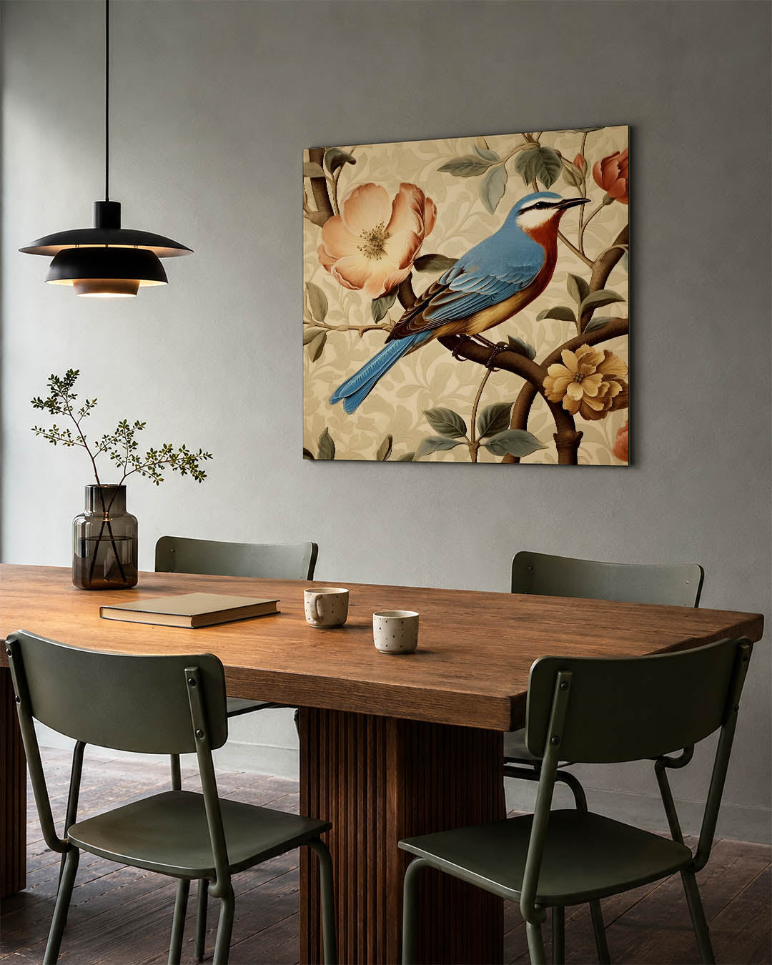 Vogel en bloemen Kunstwerk