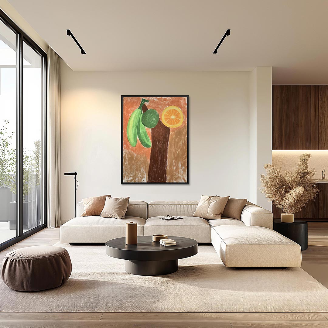 Fruit en boomstam Kunstwerk
