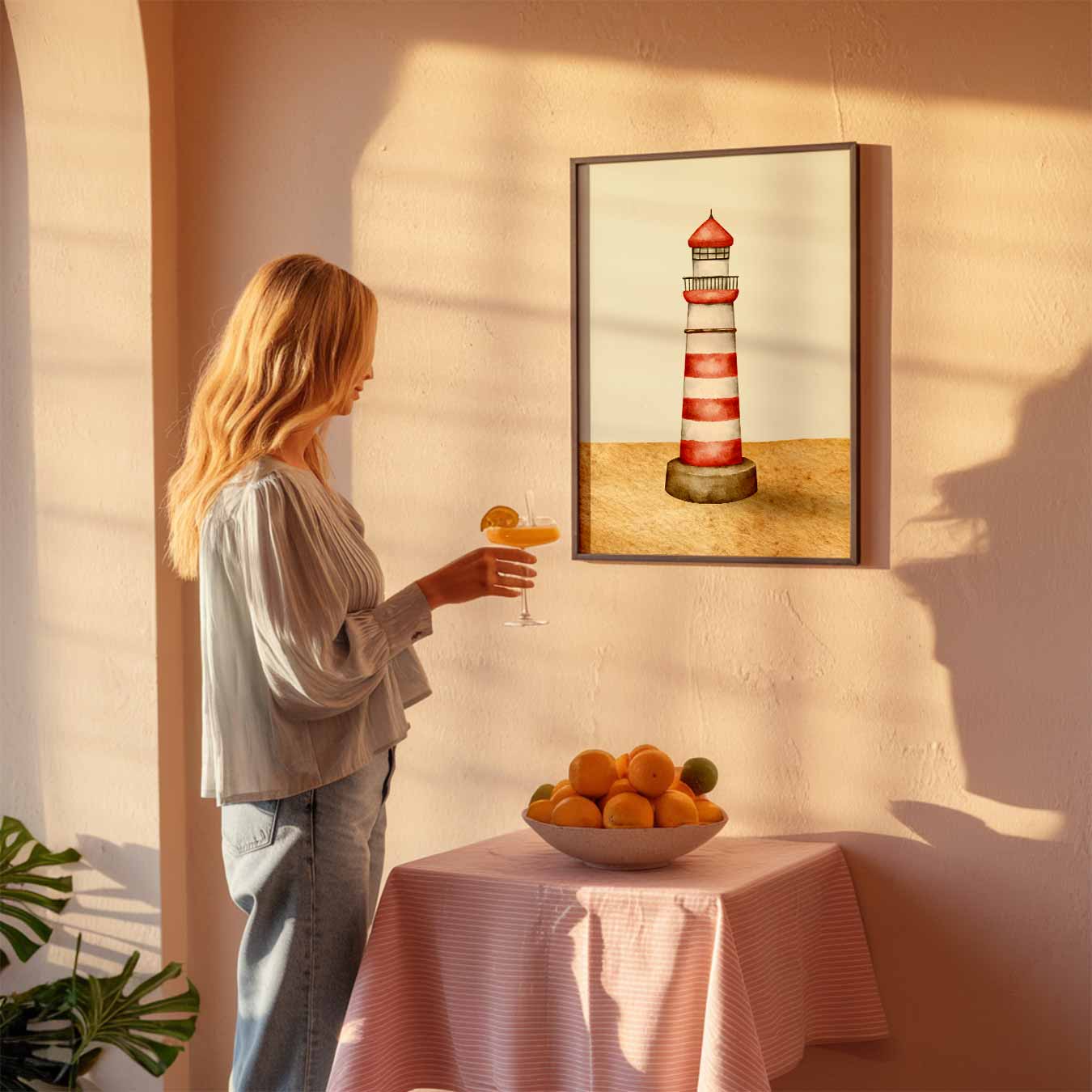 Vuurtoren Rood-Wit Poster-WallArtistic