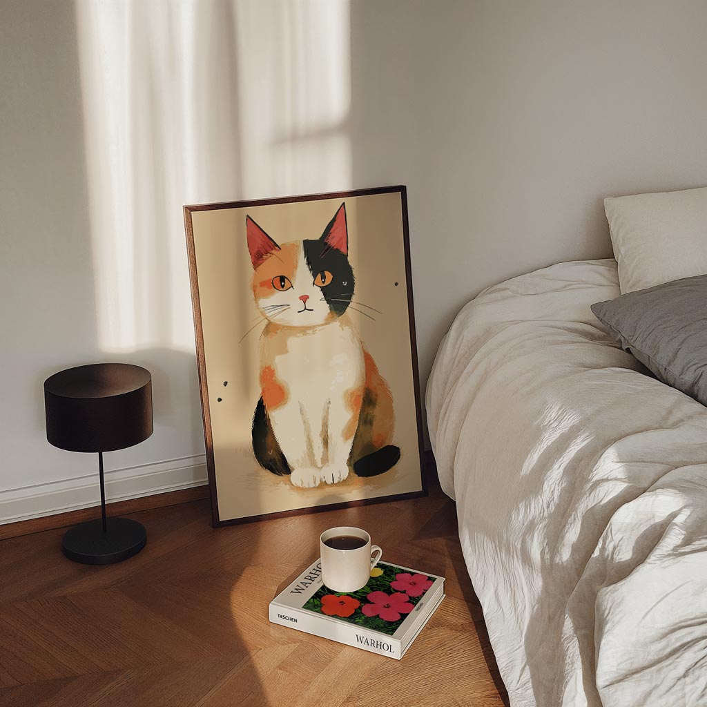 Schattige Calico Kat Poster-WallArtistic