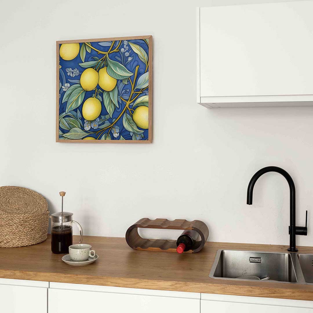 Citroenen op blauwe achtergrond Poster