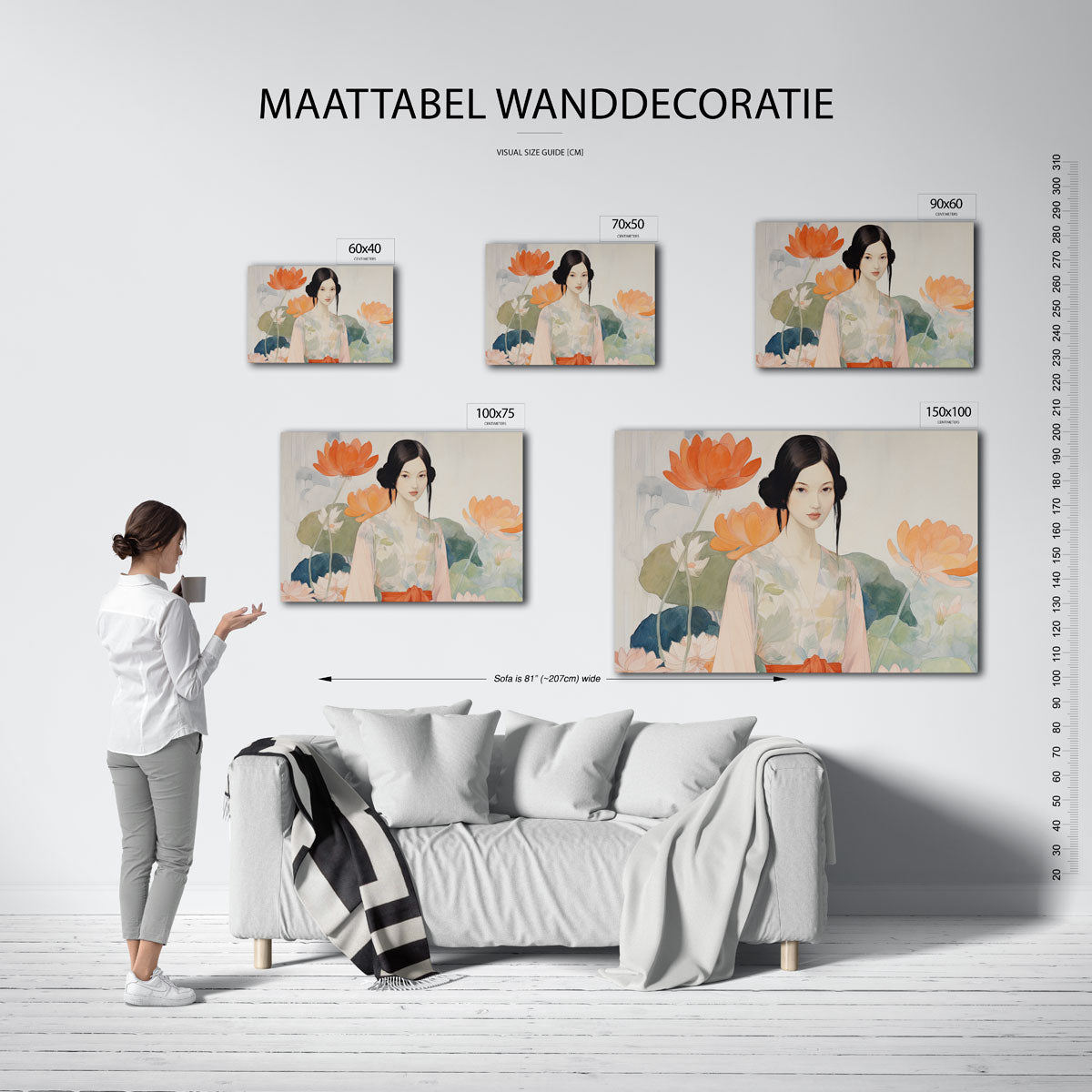 Vrouw met bloemen Kunstwerk