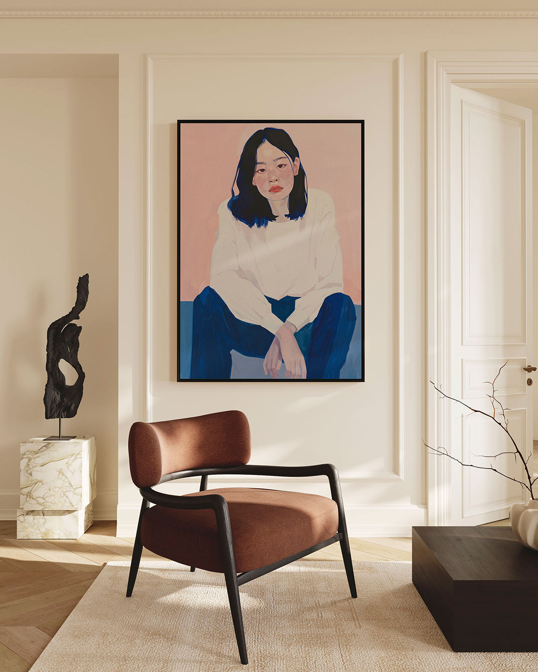 Portret in zachte tinten Kunstwerk