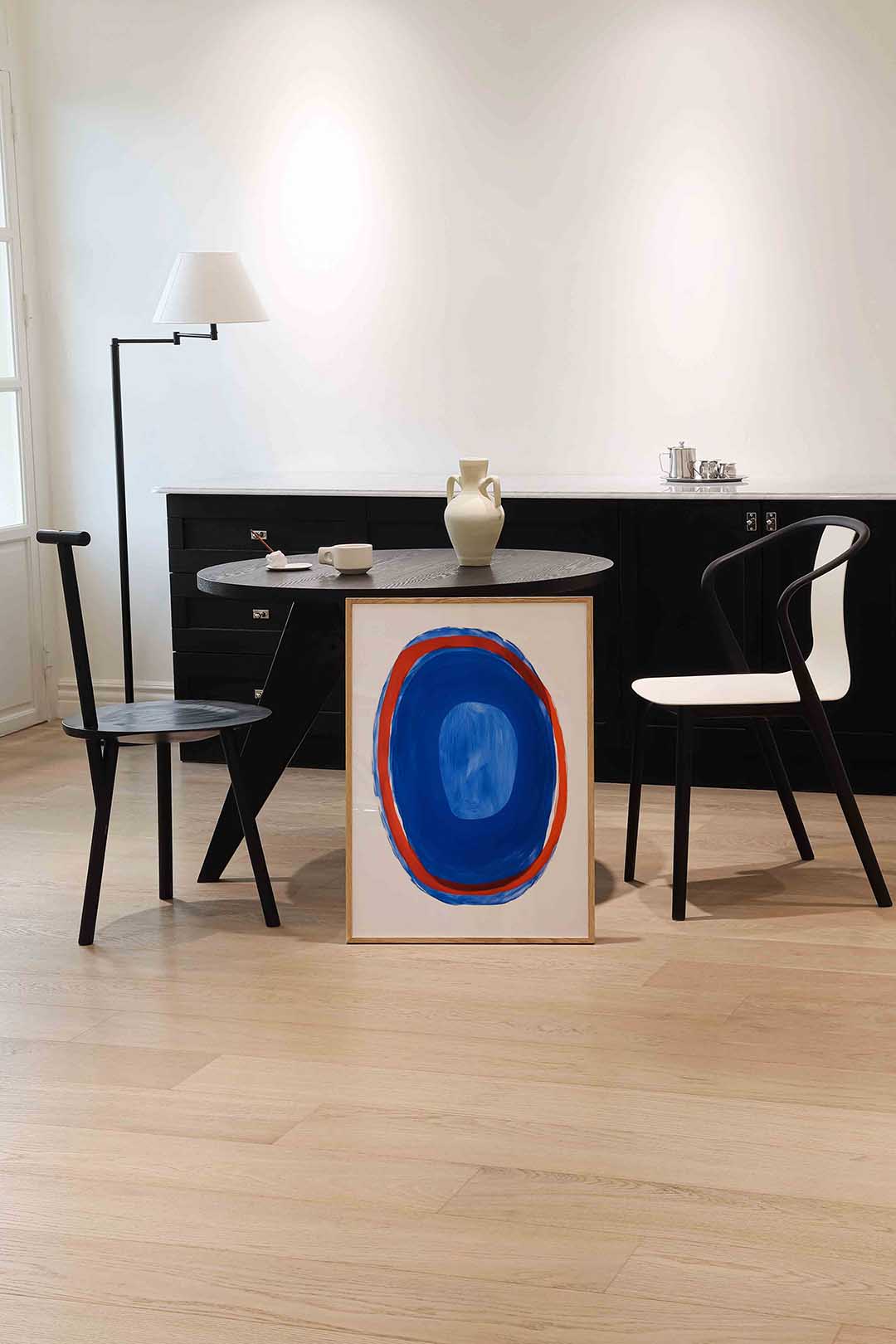 Blauwe en rode cirkel Poster