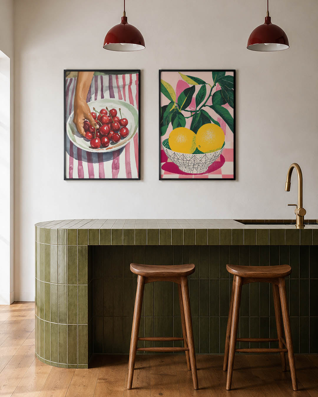 Kersen en strepen Posterset
