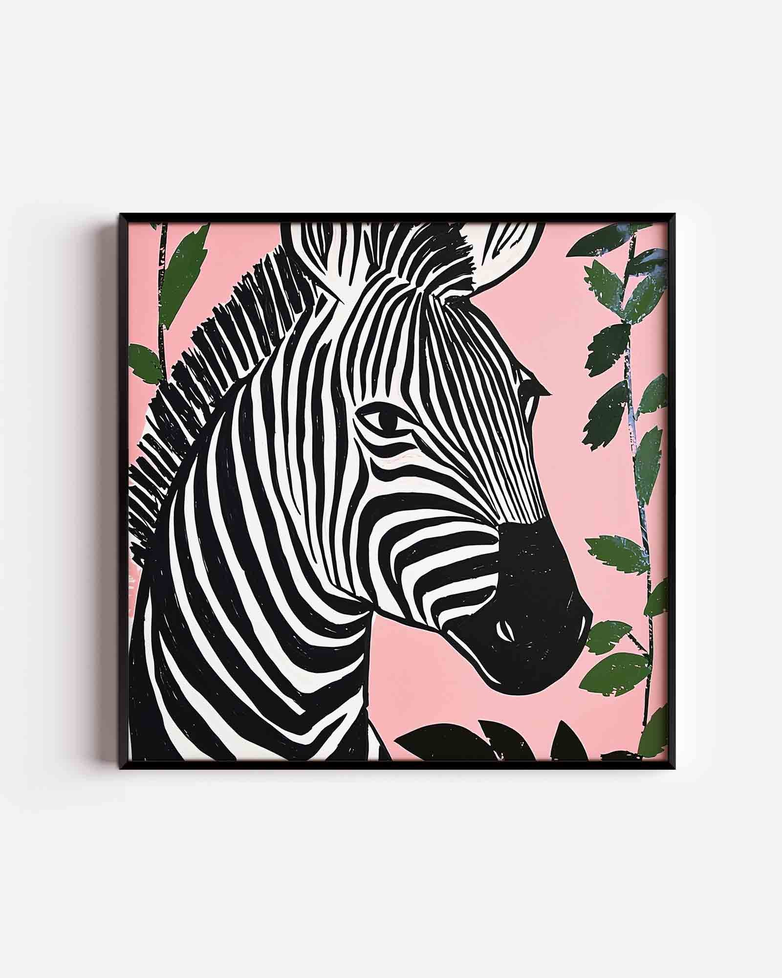 Zebra op roze Poster