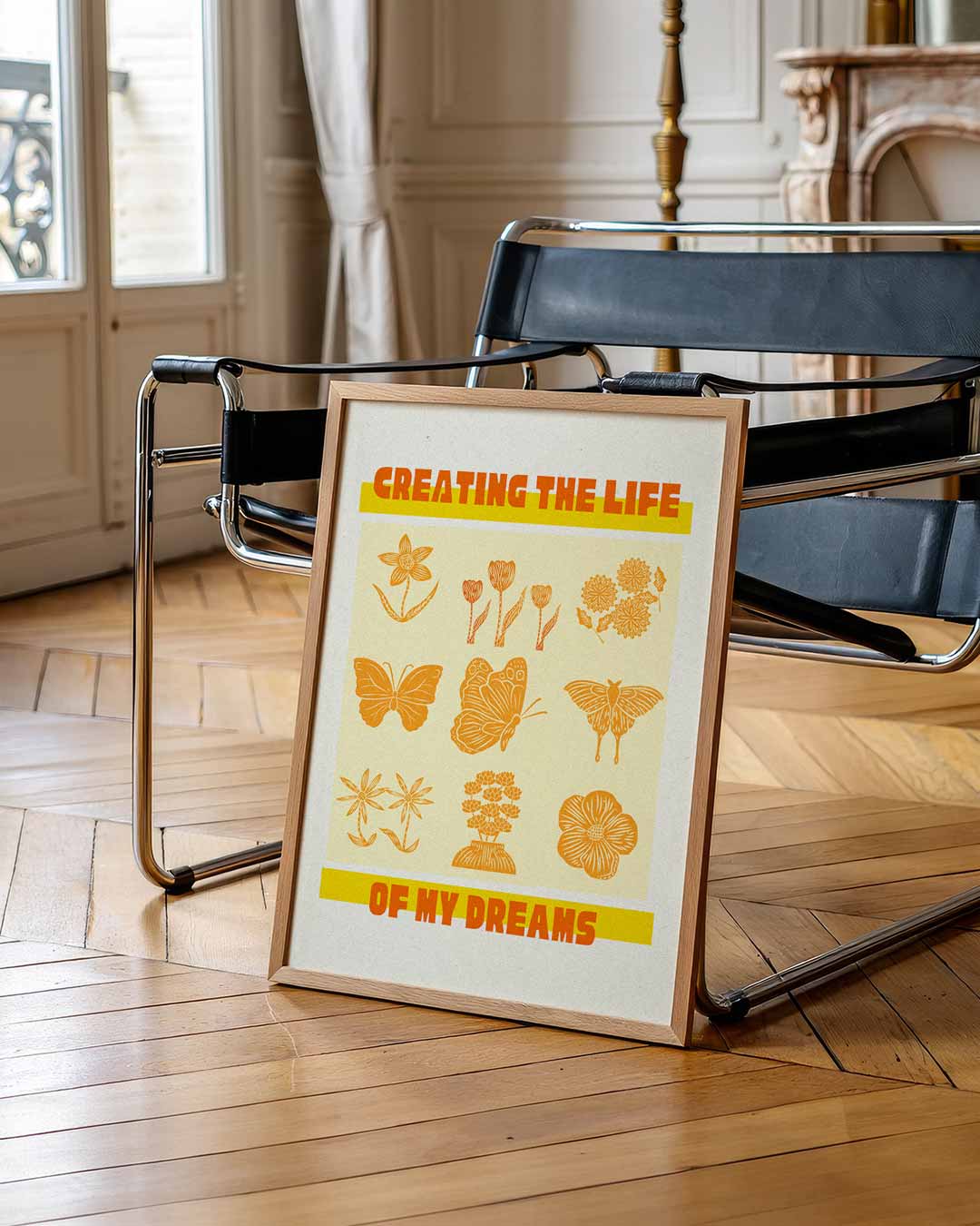 Dromerige Bloemen en Vlinders Poster-WallArtistic