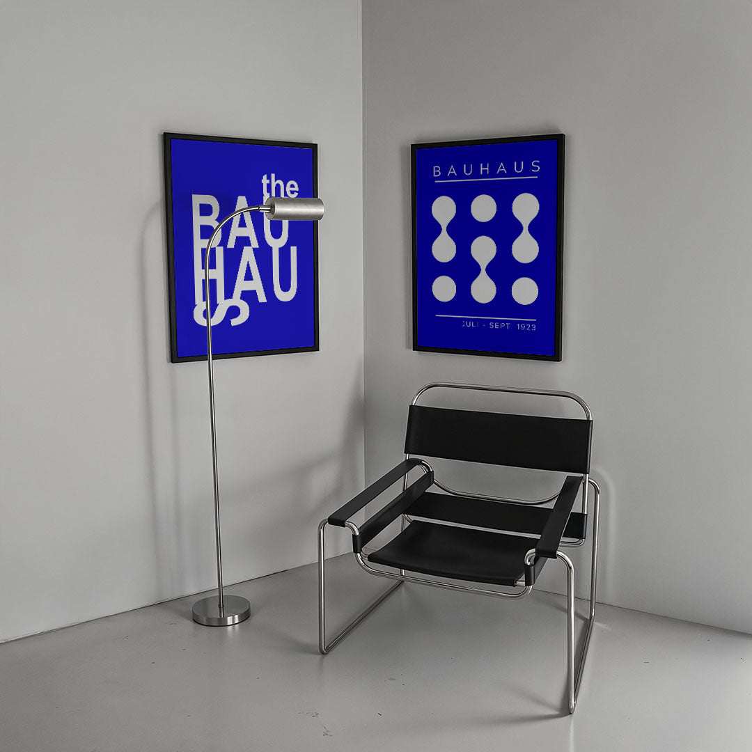 Typografisch blauw Posterset