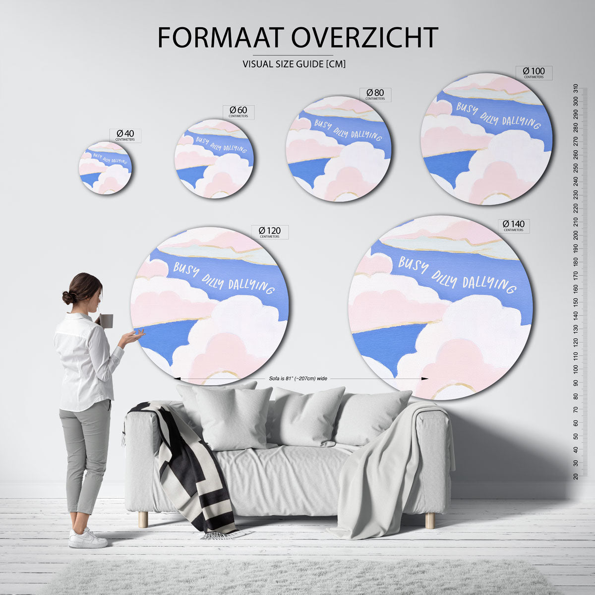 Wolken en tekst Muurcirkel
