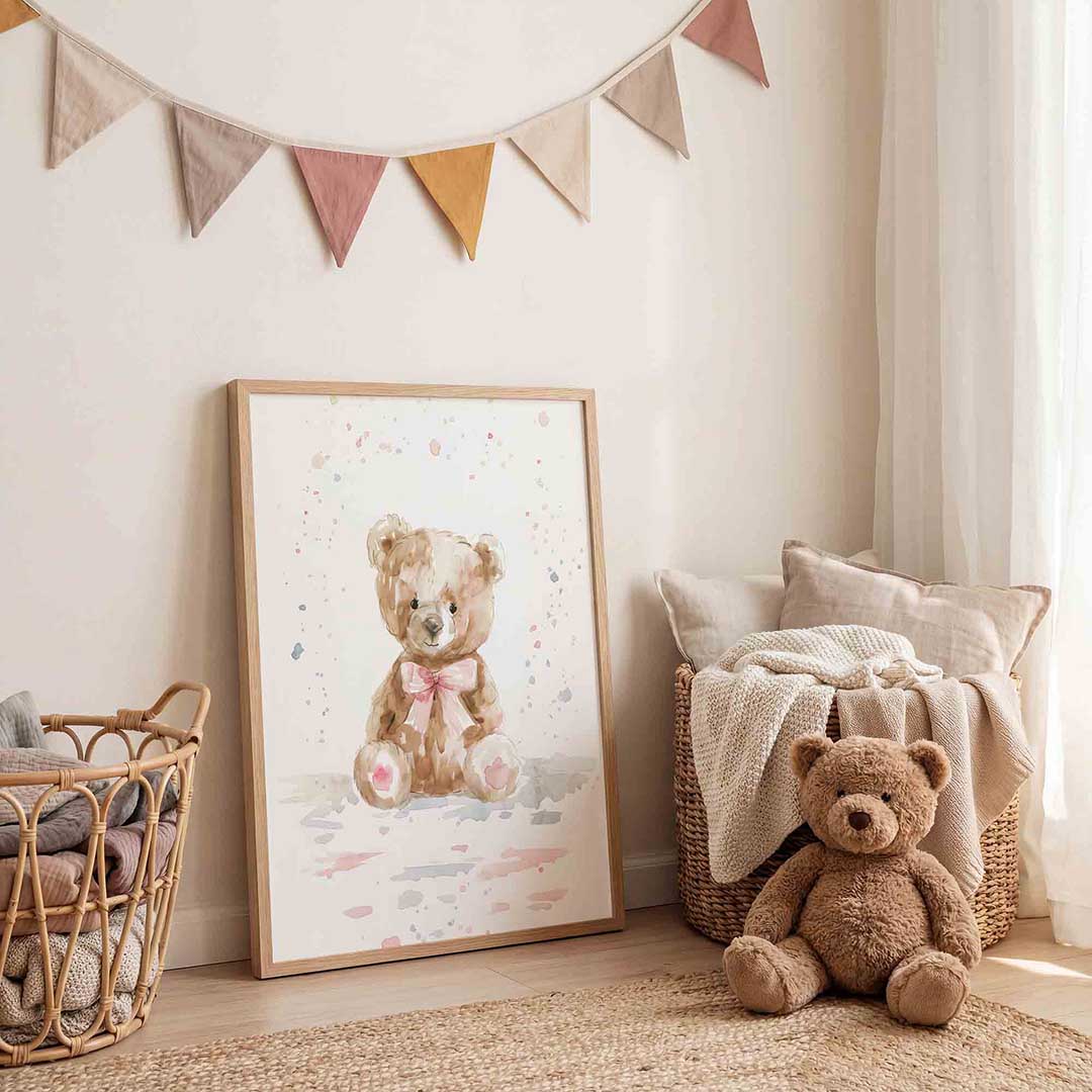Zittende teddybeer Poster