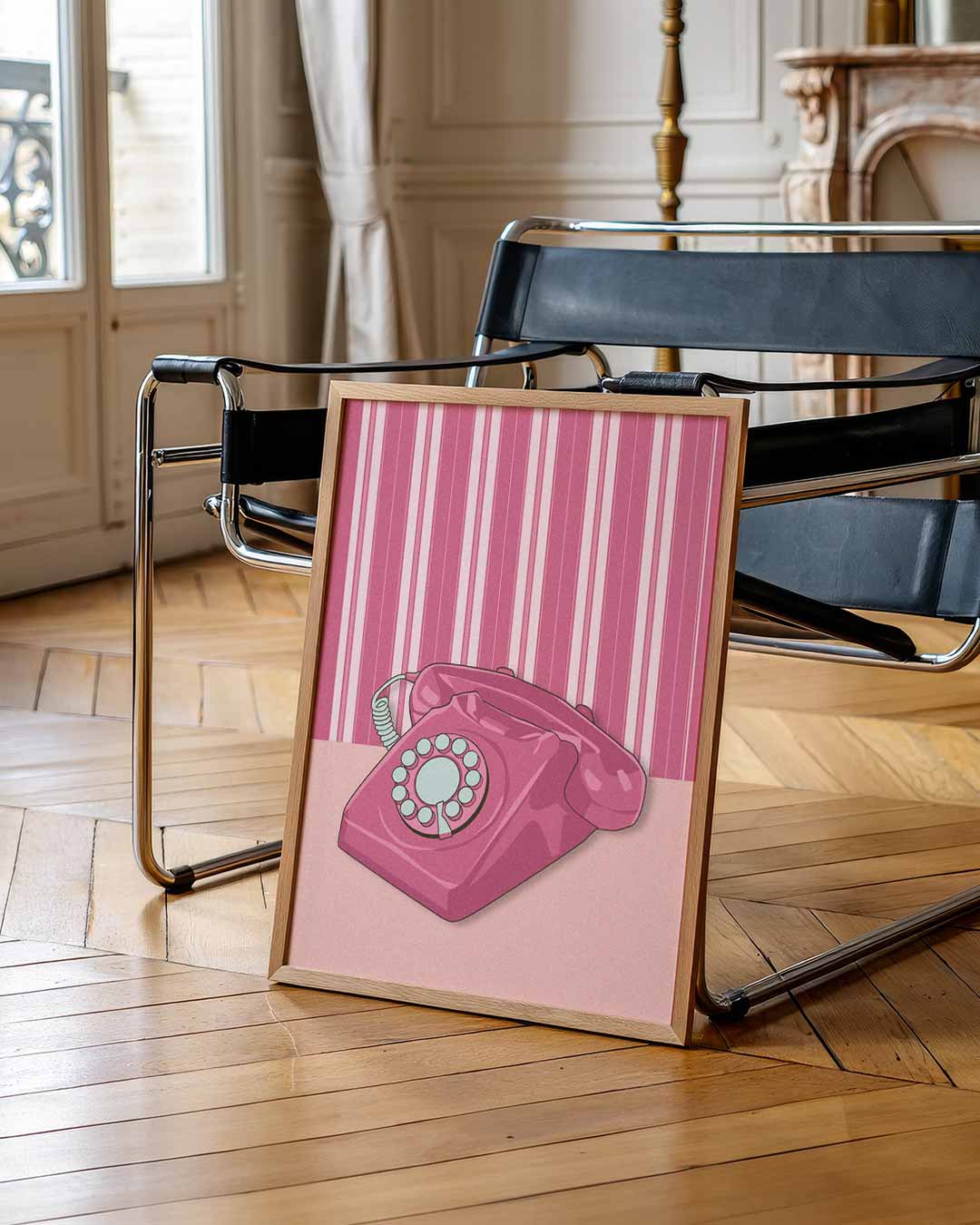 Retro Roze Telefoon Poster-WallArtistic