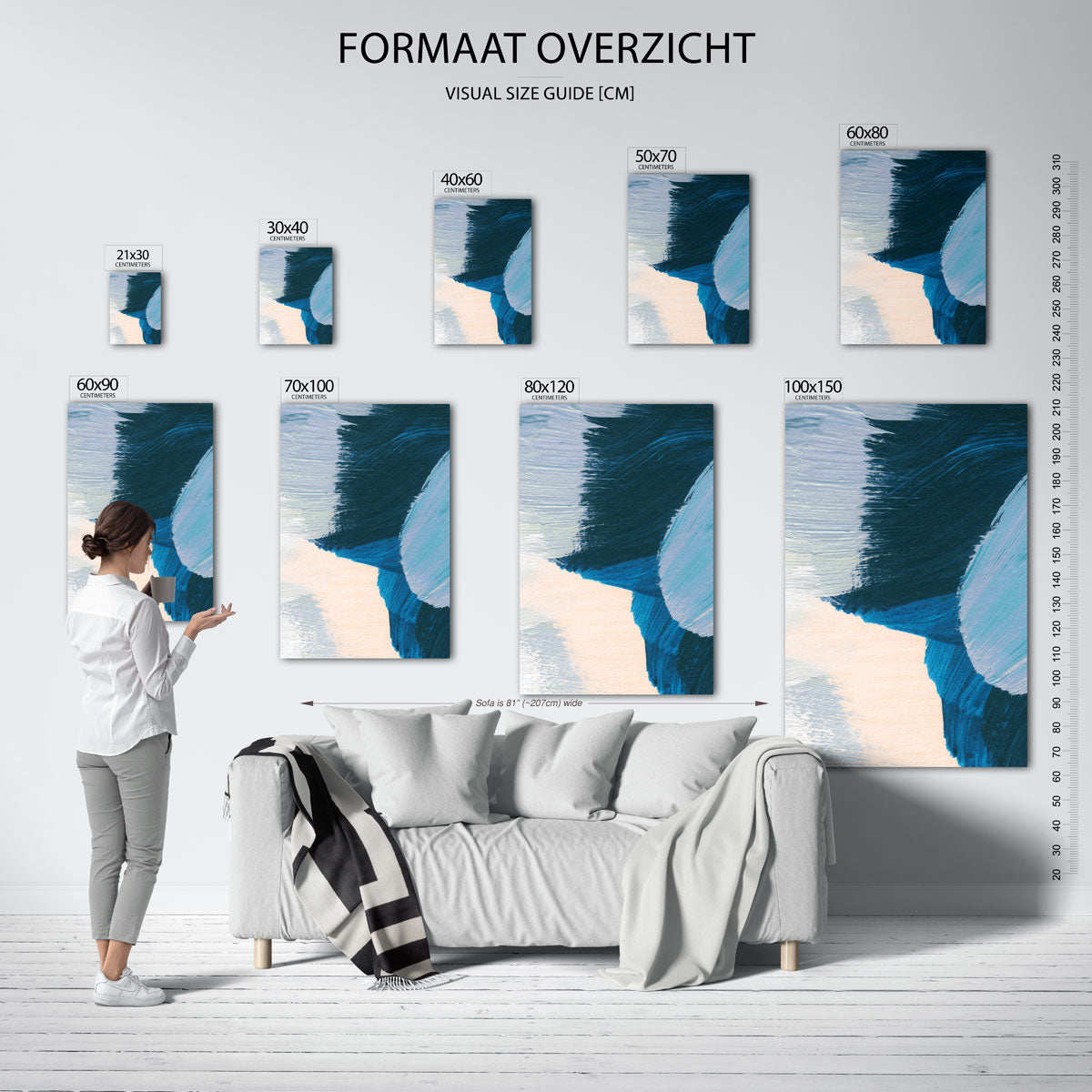 Abstracte blauwe vormen Poster