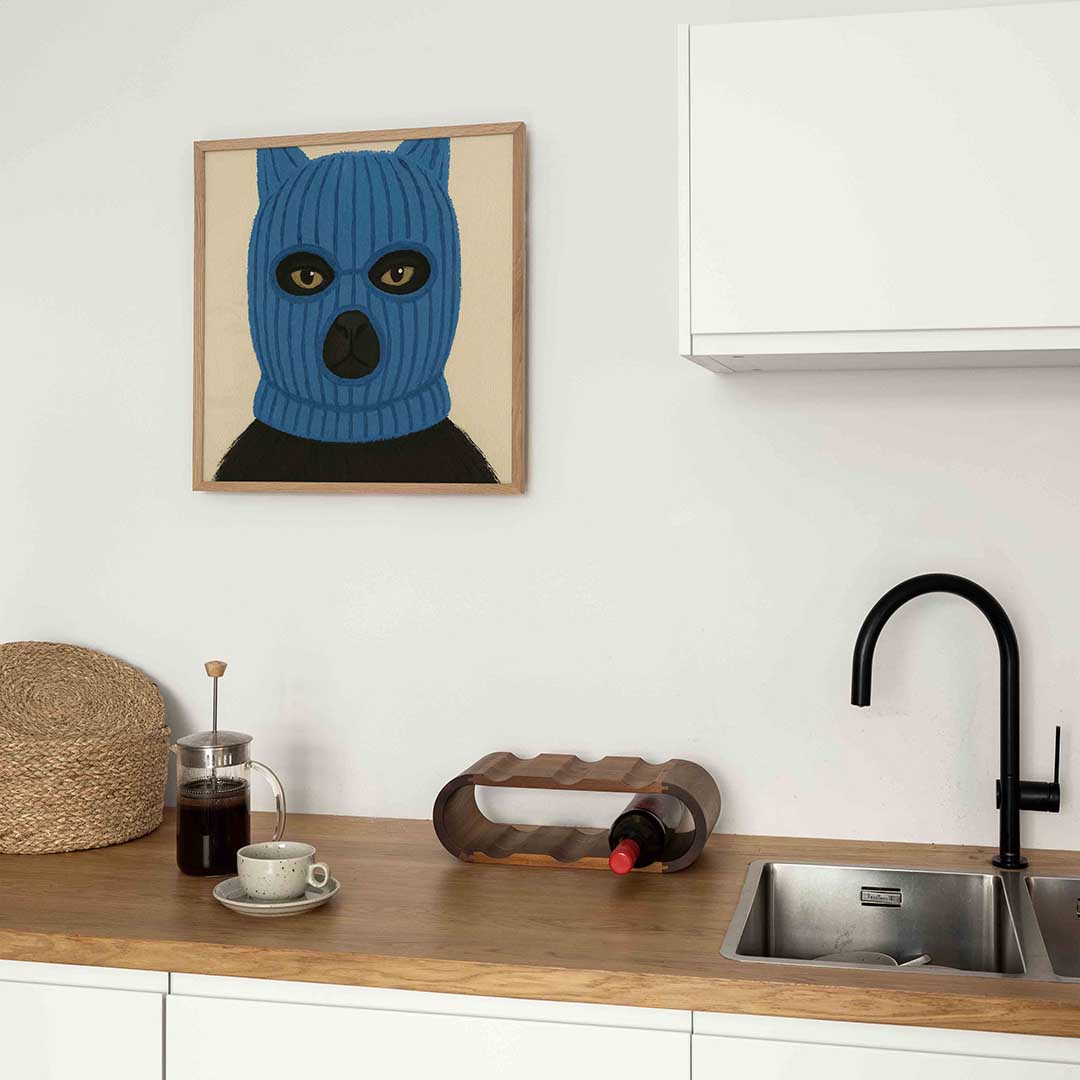 Kat met blauwe masker Poster