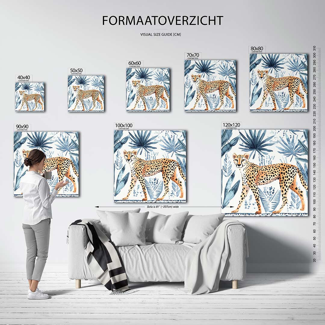 Luipaard en bladeren Kunstwerk