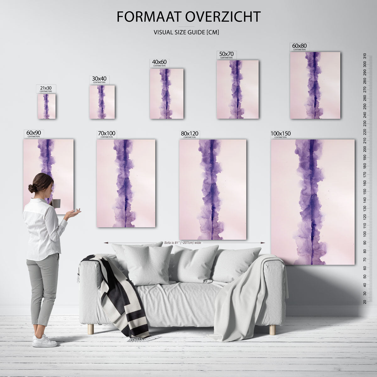 Paarse verticale lijn Poster