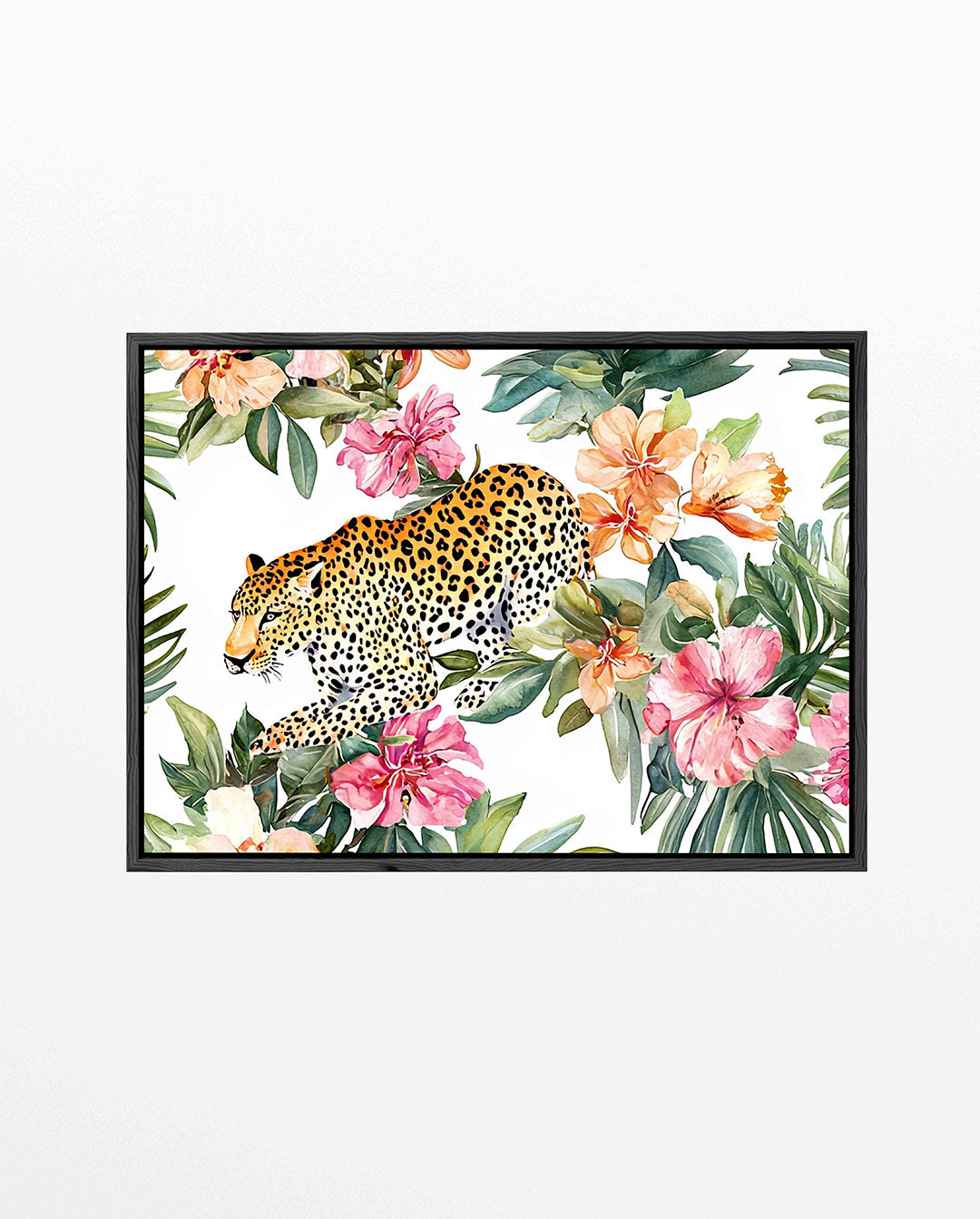 Luipaard en bloemen Kunstwerk