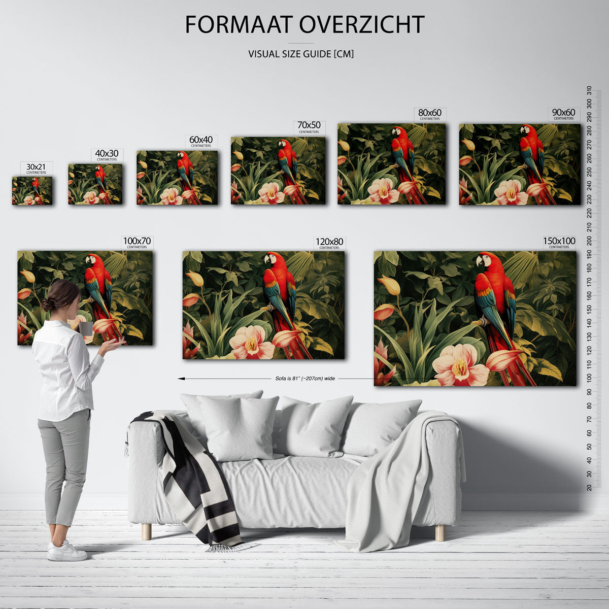 Papegaai en bloemen Poster