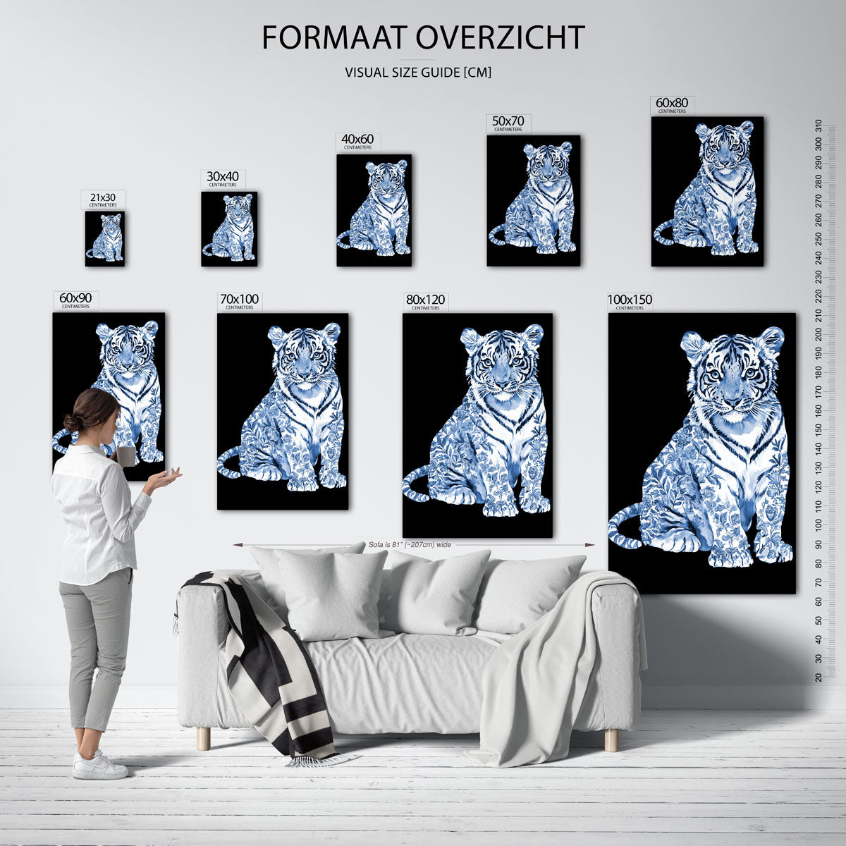 Tijger met bloemen Poster