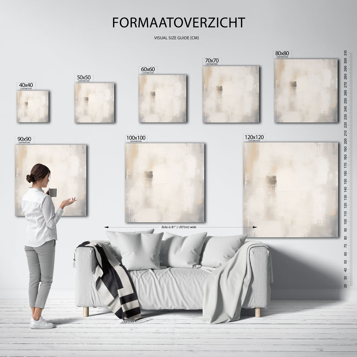 Abstracte beige en grijze Poster