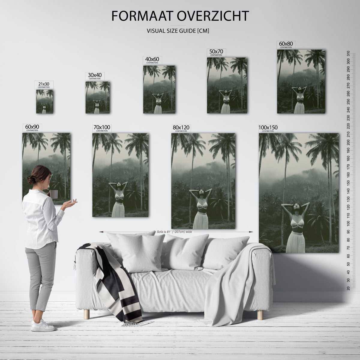 Vrouw onder palmbomen Poster