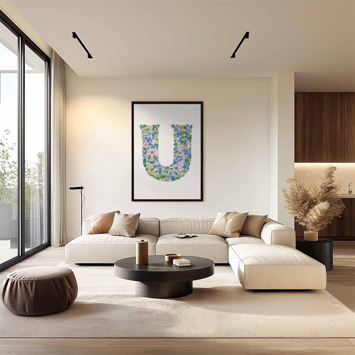 Bloemenletter U Kunstwerk-canvas-dibond-plexiglas-wanddecoratie-WallArtistic