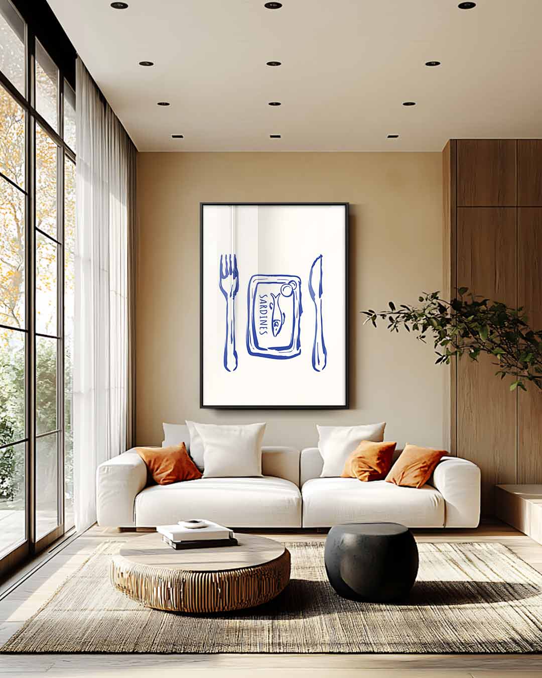 Sardines op Tafel - Grafische Print Kunstwerk-canvas-dibond-plexiglas-wanddecoratie-WallArtistic