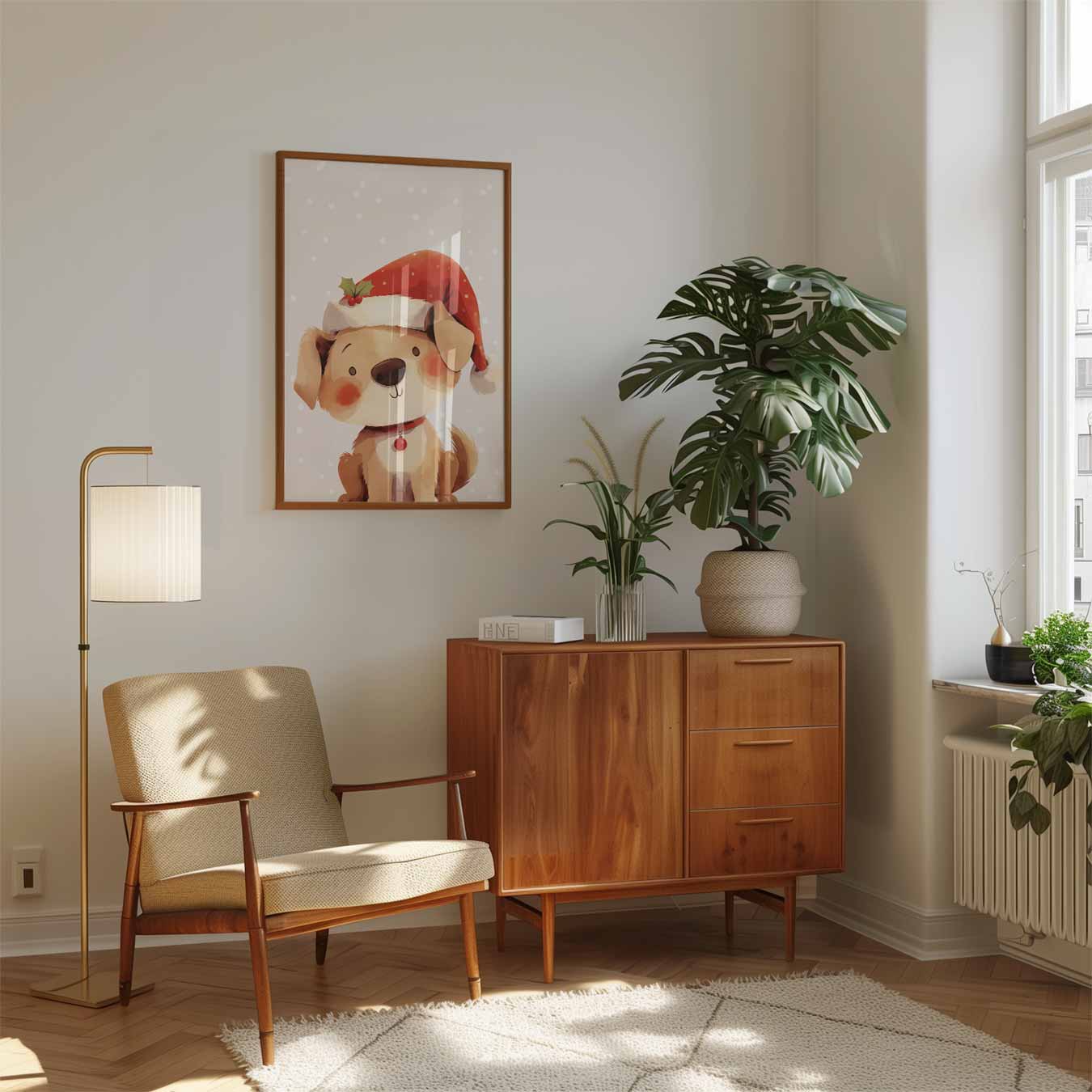 Schattige Kerst Puppy Poster-WallArtistic