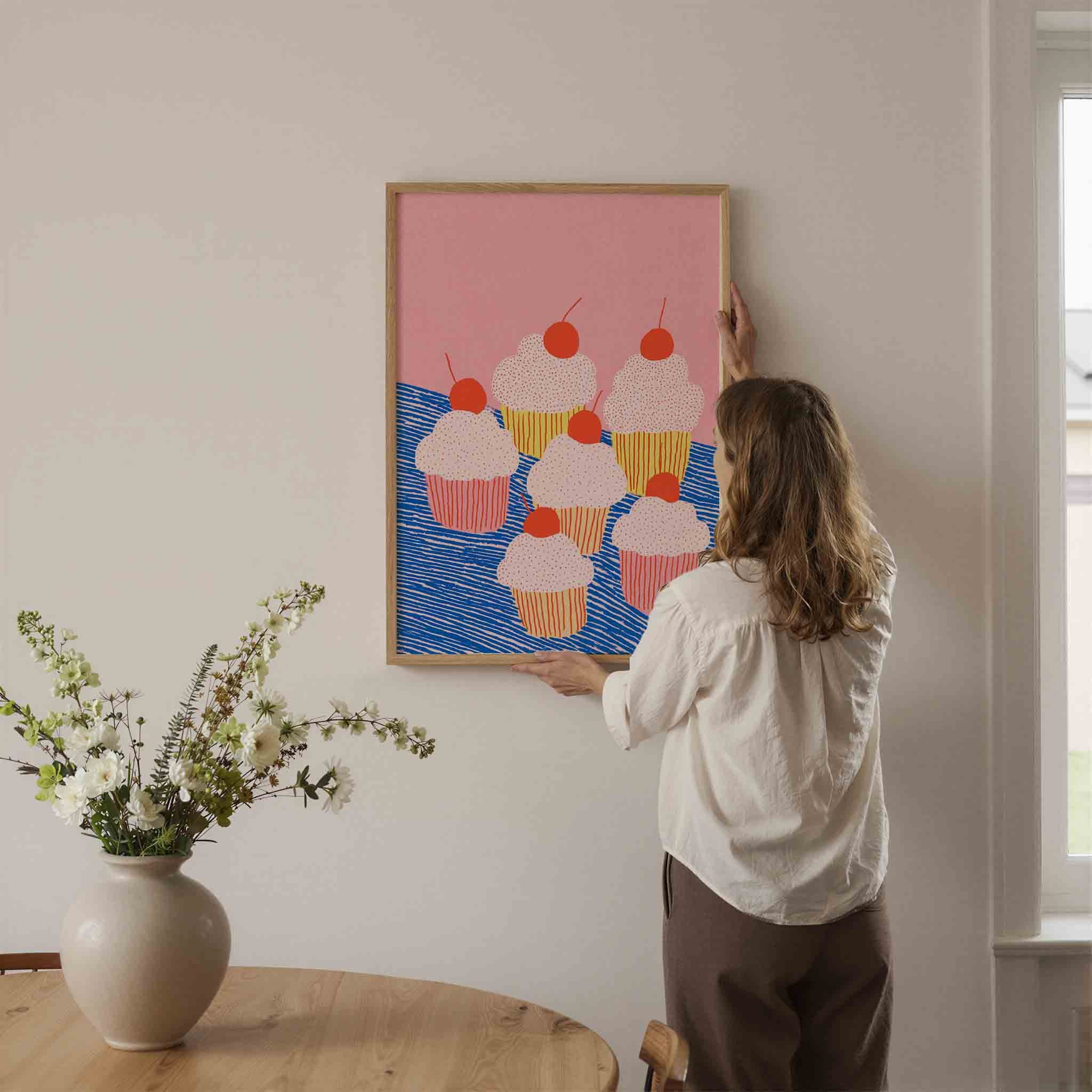 Cupcake met kersen Poster
