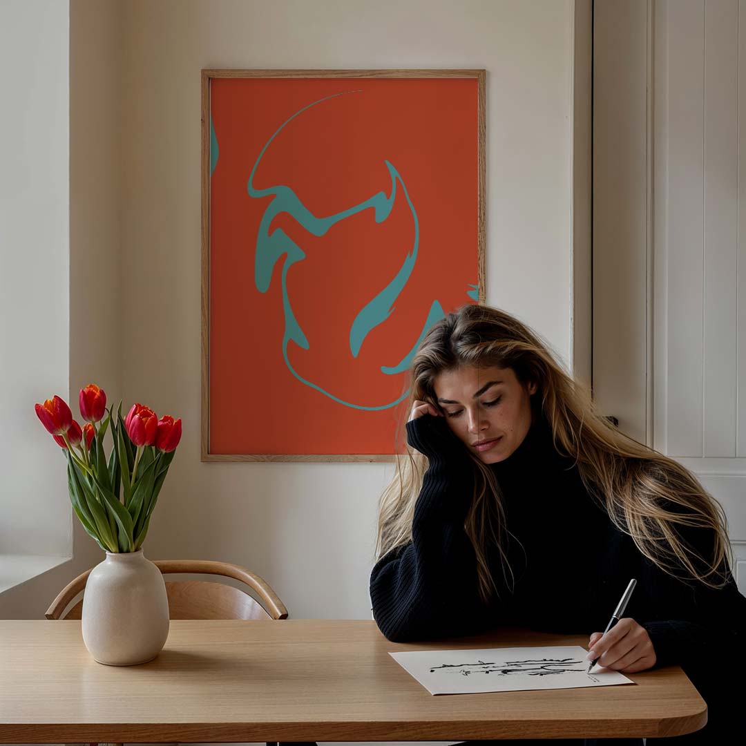 Abstracte Vuurvogel Kunstposter-WallArtistic