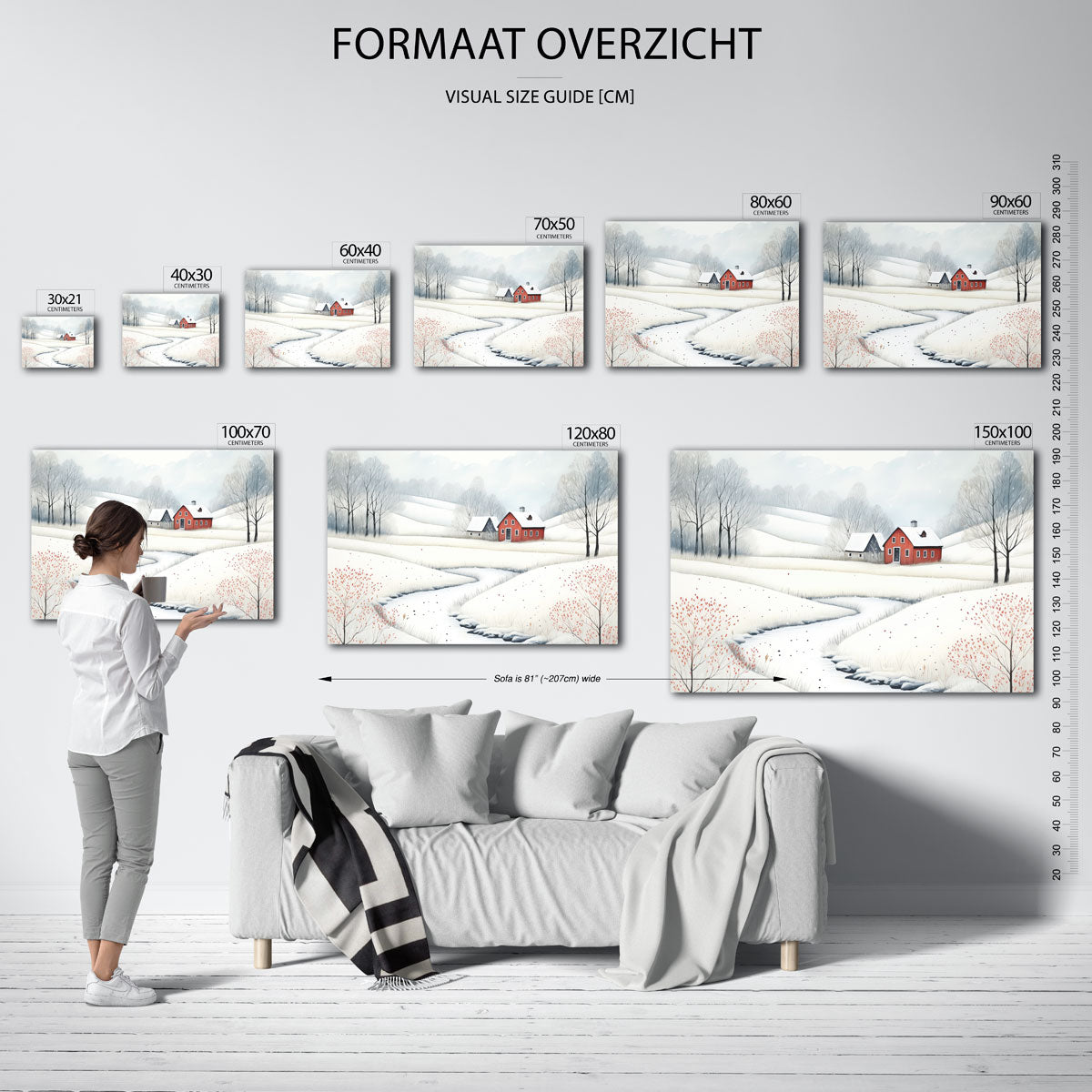 Landschap met rode boerderij Poster