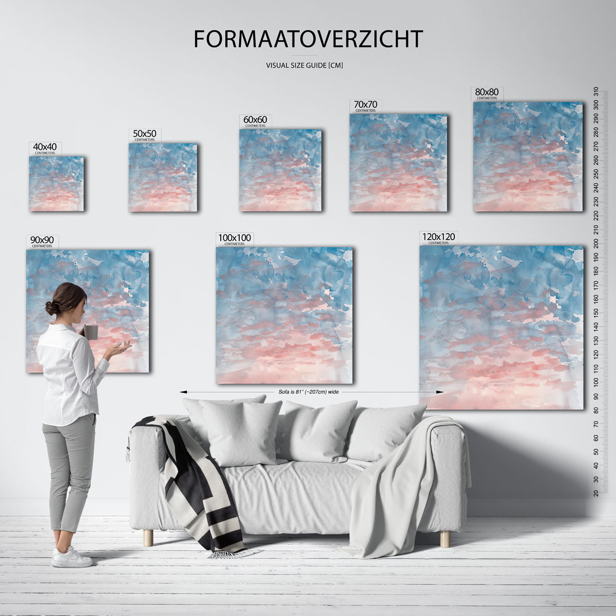 Blauwe en roze lucht Poster