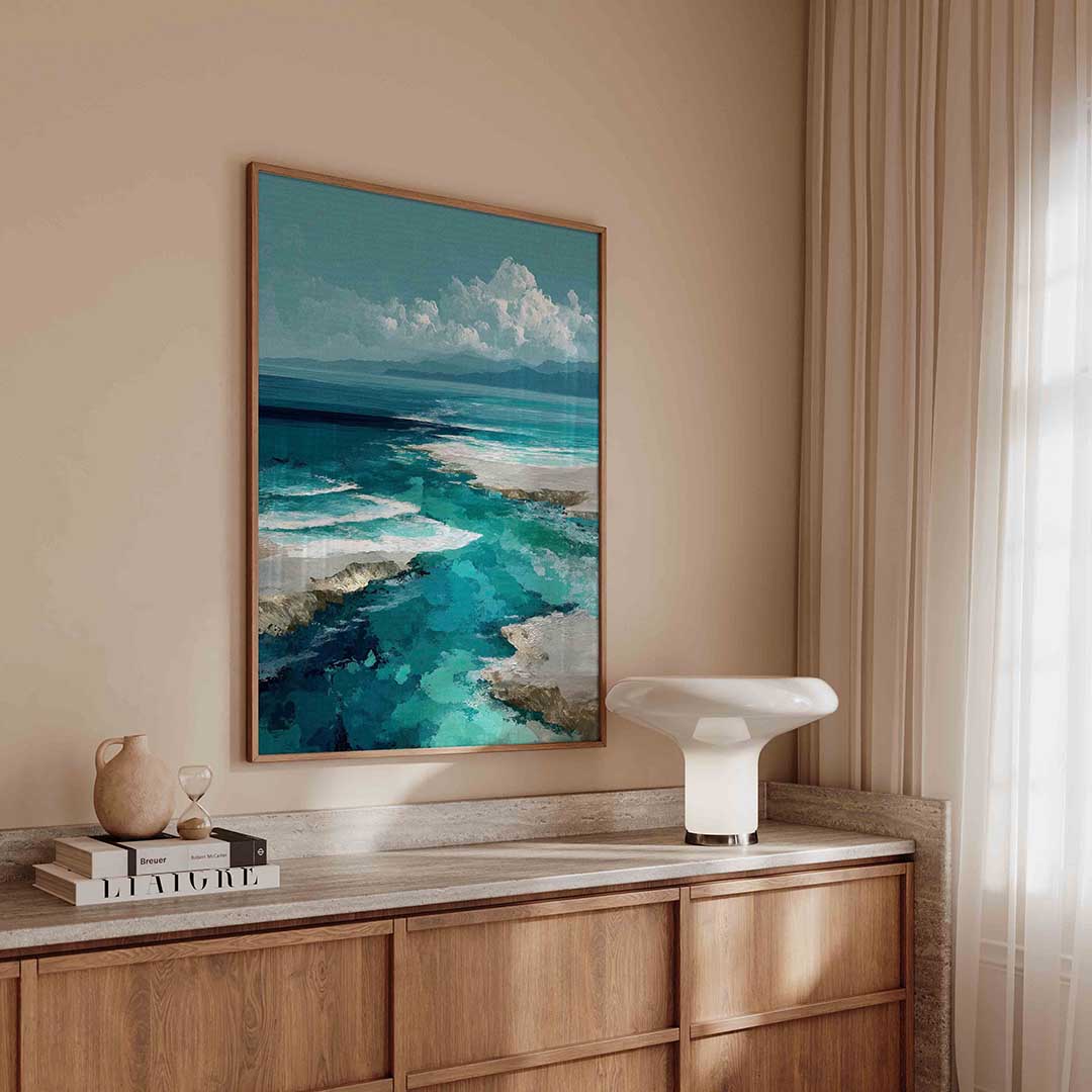 Blauwe oceaanlandschap Poster
