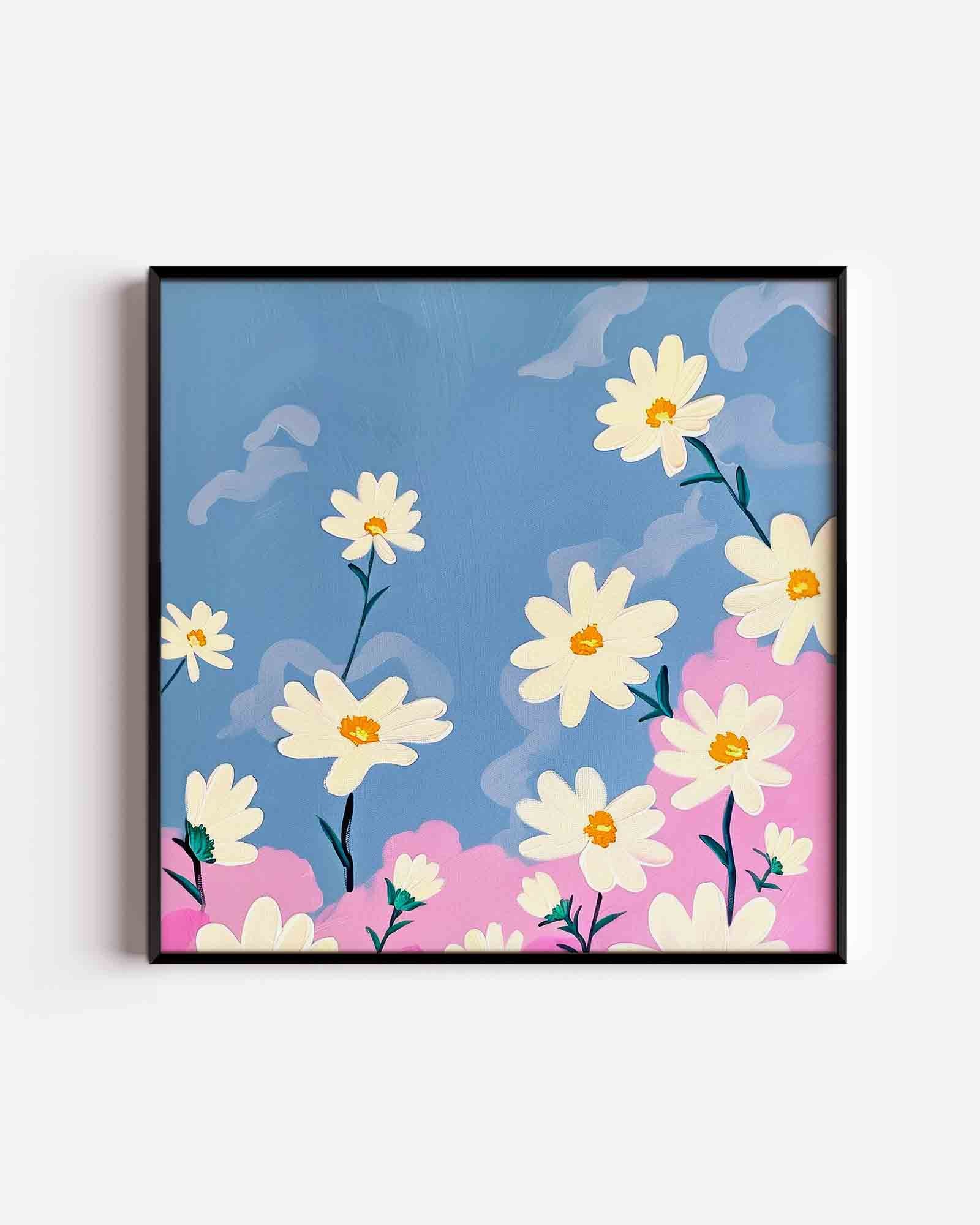 Bloemen en blauwe lucht Poster