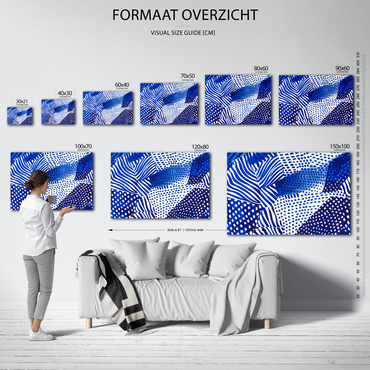 Abstracte blauwe patronen Poster