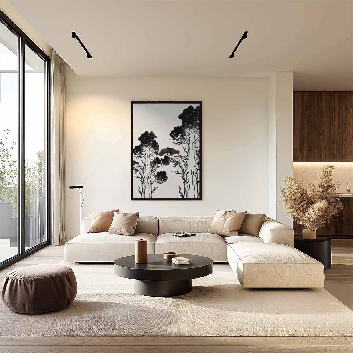 Zwart-wit Bospracht Kunstwerk-canvas-dibond-plexiglas-wanddecoratie-WallArtistic