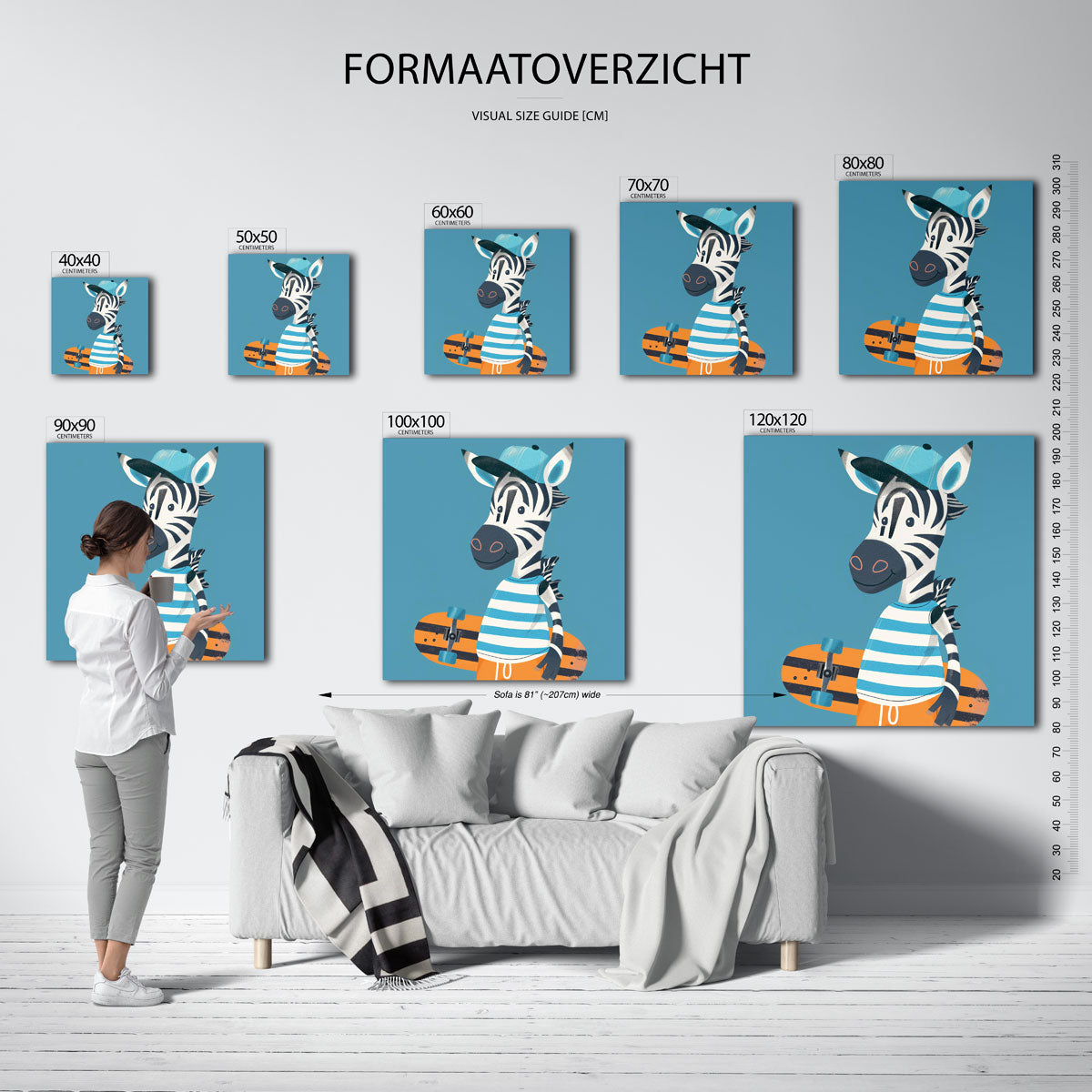 Zebra met skateboard Poster