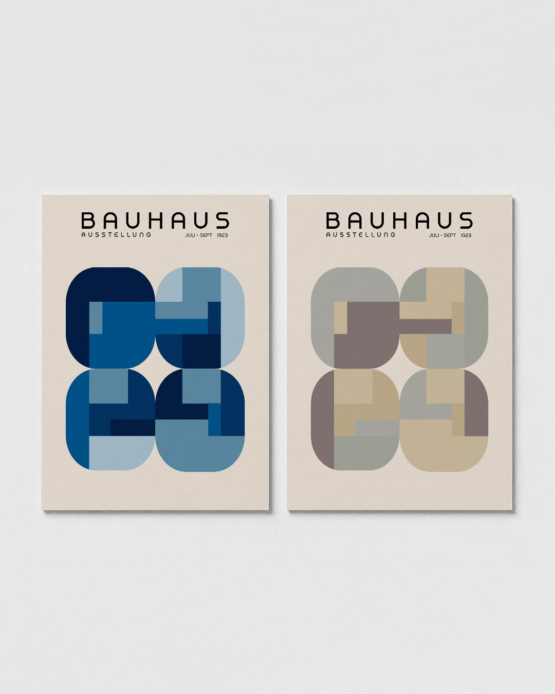 Blauwe vormenritme Posterset