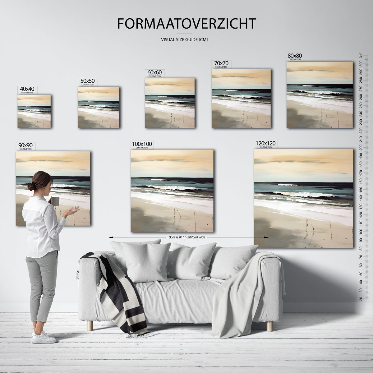 Golven en strand Poster