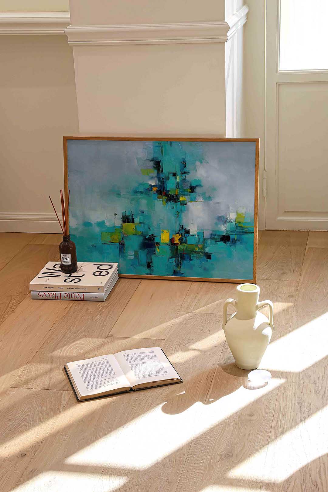 Abstracte blauwe compositie Poster