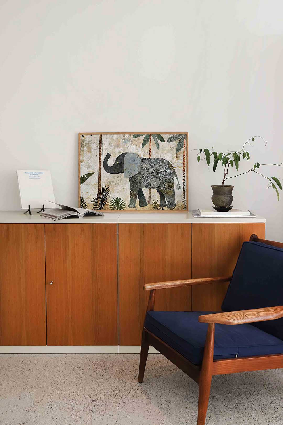 Olifant en palmbomen Poster