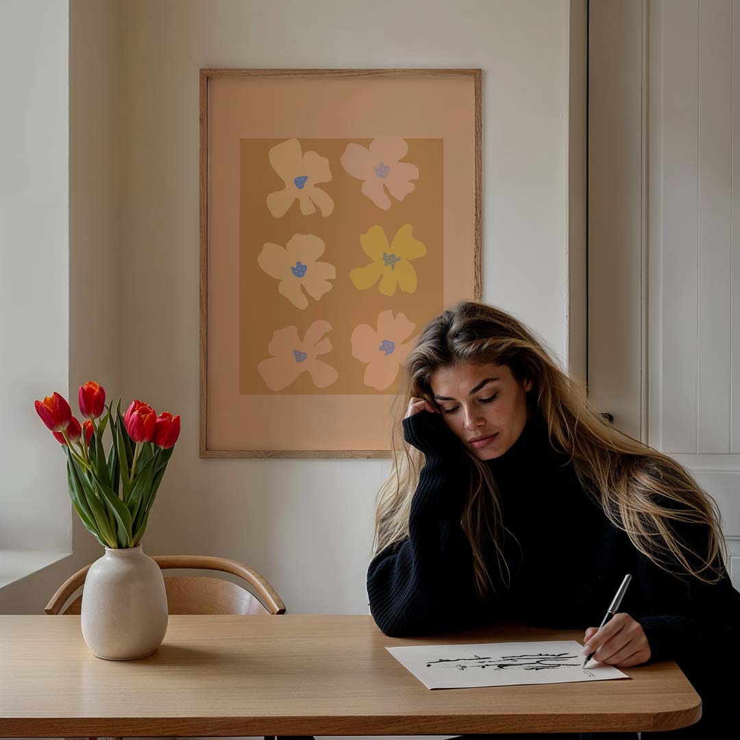 Vrolijk Bloemenkunstwerk Poster-WallArtistic