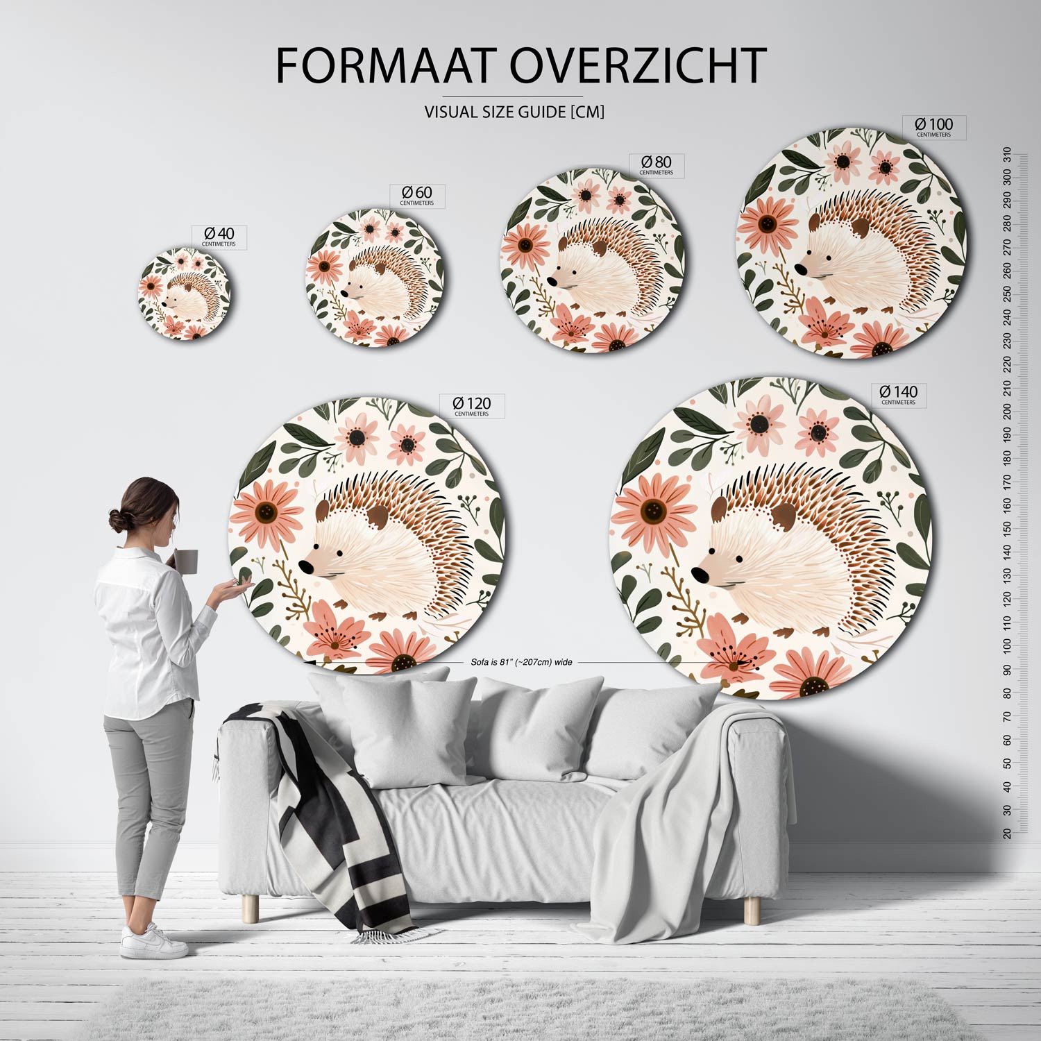 Egel en bloemen Muurcirkel