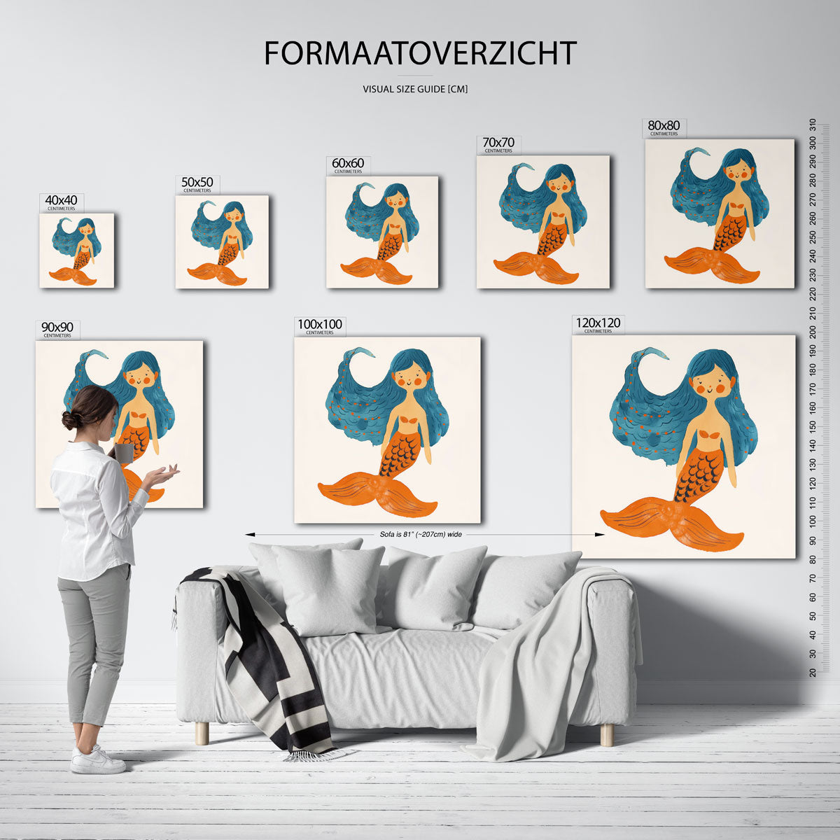 Zeemeermin met blauwe haren Poster