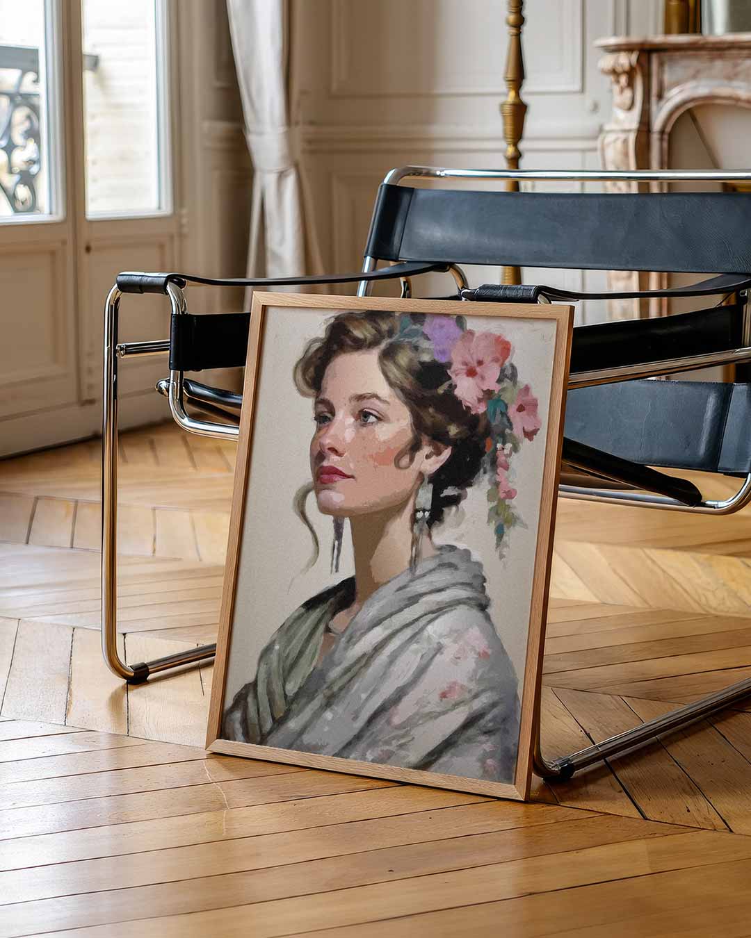 Vrouwelijke Elegantie In Bloemenpracht Poster-WallArtistic