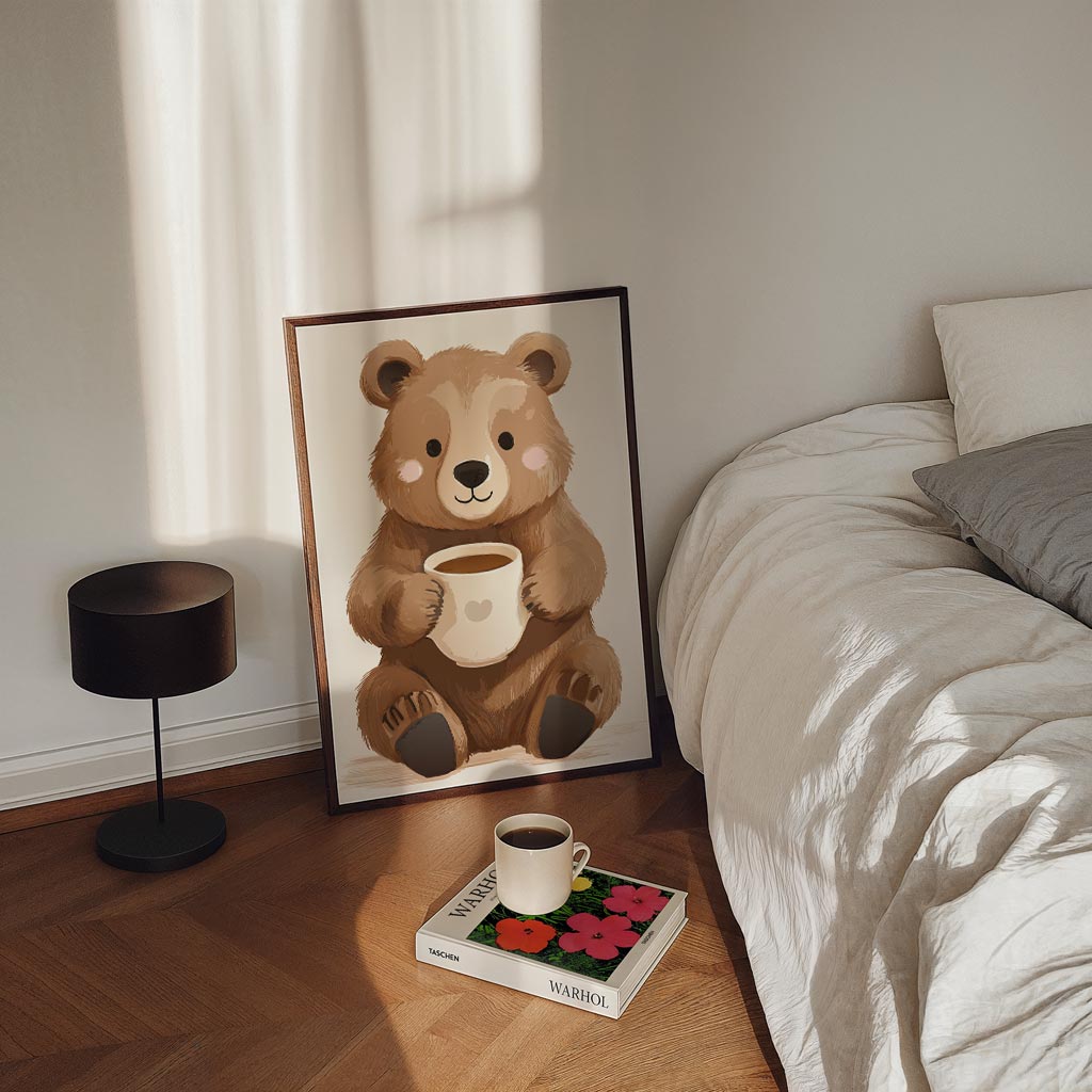 Schattige Berenposter met Koffie Poster-WallArtistic