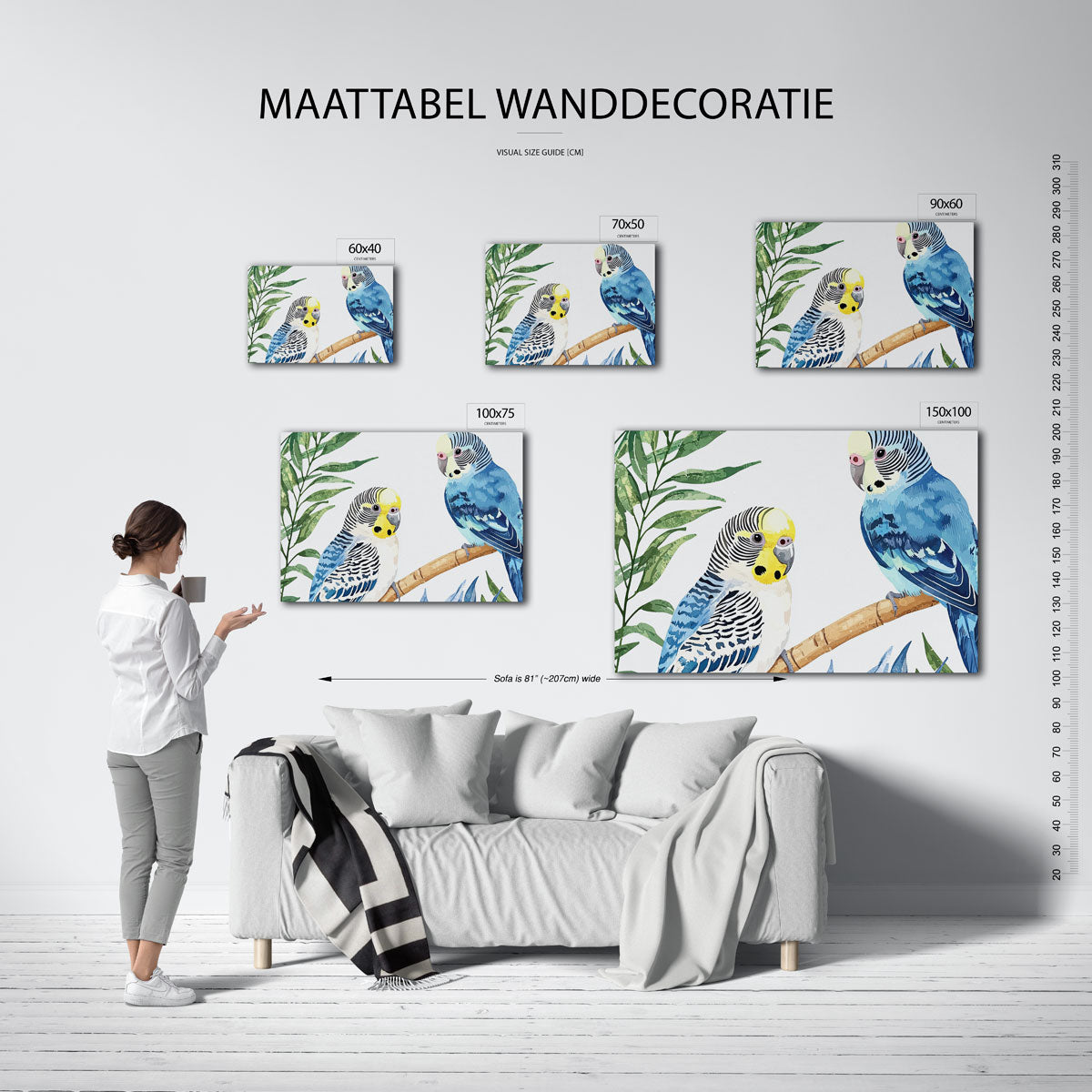 Vrolijke parkieten Kunstwerk